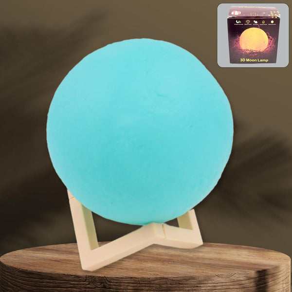Moon Night Lamp – Blue 3D LED with Plastic Stand | Indo Glow
