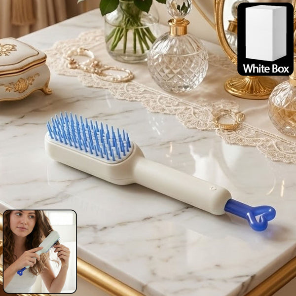 Self-Cleaning Hairbrush – Detangling Massage Comb | Velvet Wipe
